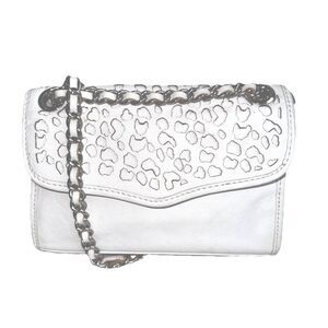 Rebecca Minkoff Laser-Cut White Cheetah Print Leather Beau Shoulder Bag